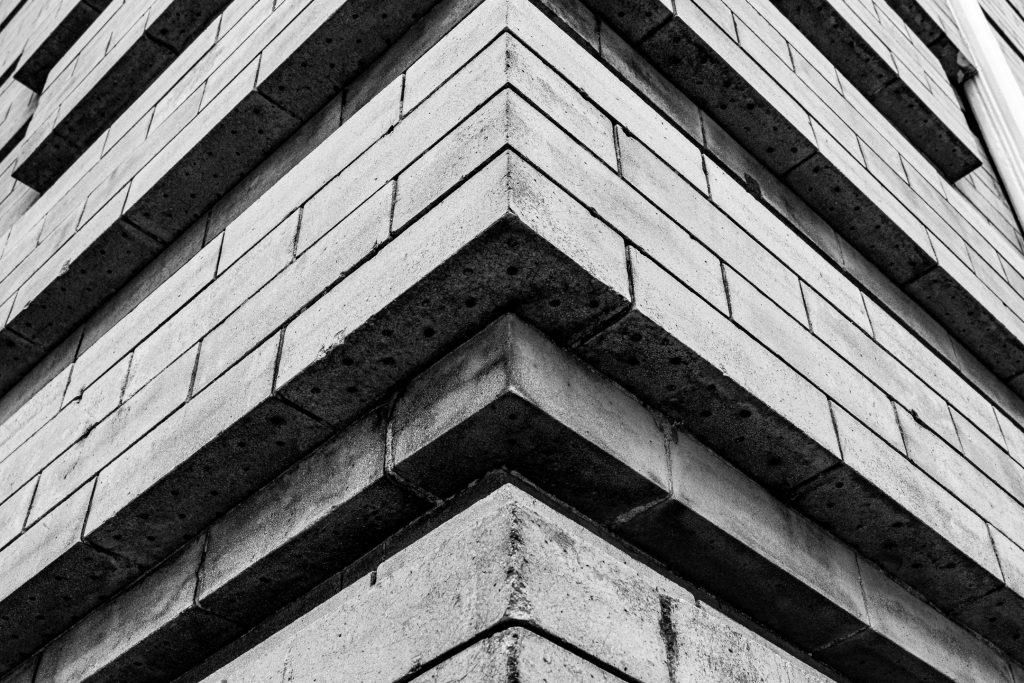 The corner of a building on Front Street in downtown Wilmington, NC.