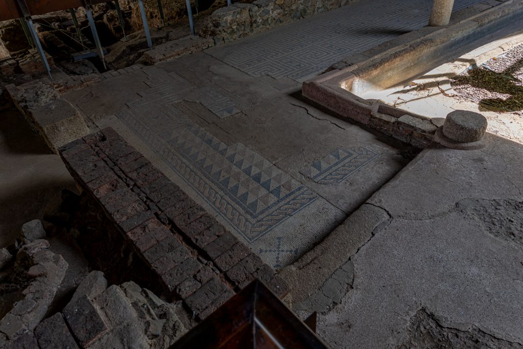 Floor tiling still exists on the floor of a room at the Casa de Anfiteatro in Mérida, Spain.