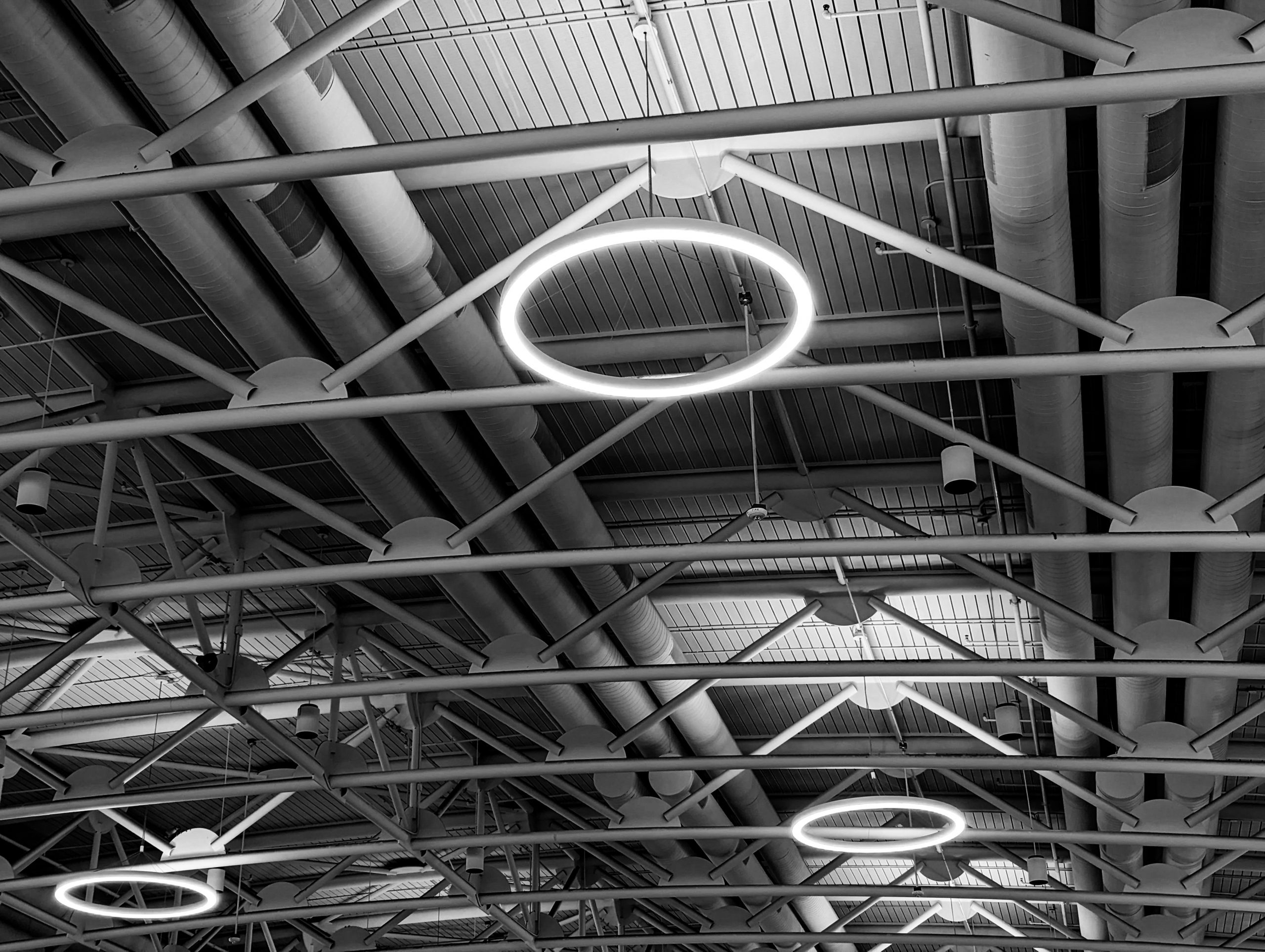 Girders on the ceiling of Charlotte International Airport.